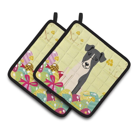Carolines Treasures Easter Eggs Smooth Fox Terrier Pair of Pot Holders BB6098PTHD